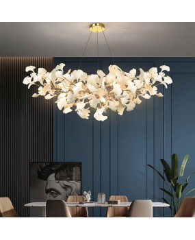 Post-modern minimalist ceramic ginkgo biloba art chandelier dining room lamp master bedroom room decorative chandelier