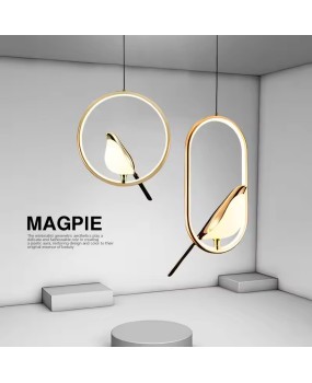 Magpie Bird LED Cord Pendant Lamps AC85-265V Indoor LED Chandelier Lights for Bedside Bedroom 