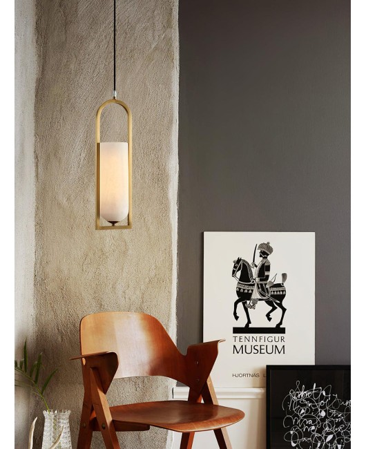 Modern Simple Full Copper Marble Pendant Light For Dining Room Bedroom Bedside Pure Copper LED Pendant Lights