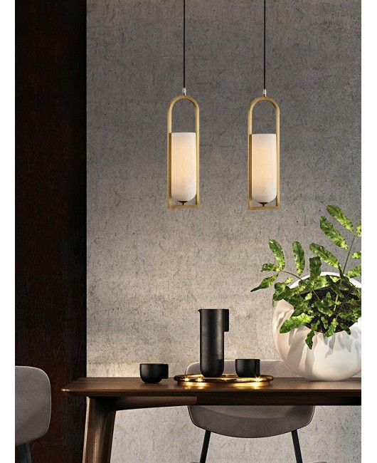 Modern Simple Full Copper Marble Pendant Light For Dining Room Bedroom Bedside Pure Copper LED Pendant Lights