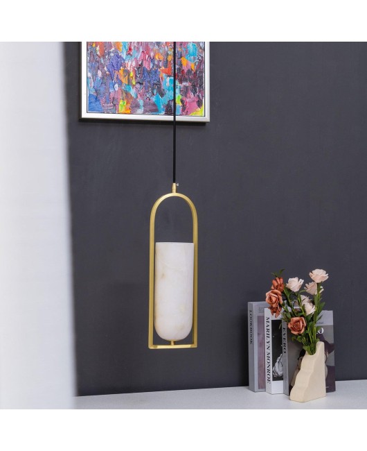 Modern Simple Full Copper Marble Pendant Light For Dining Room Bedroom Bedside Pure Copper LED Pendant Lights