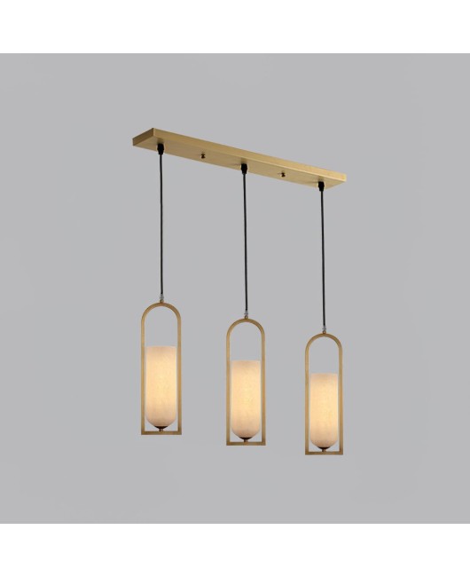 Modern Simple Full Copper Marble Pendant Light For Dining Room Bedroom Bedside Pure Copper LED Pendant Lights