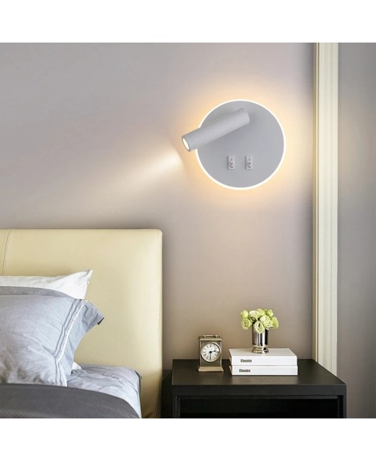 LED Bedside Wall Lamp with switch backlight Sconce free rotation Sconce indoor wall light For Bedroom reading light