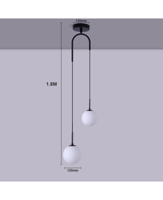 Upgrade creative bedroom bedside pendant lamp bar simple living room background wall led creative glass ball brass chandelier