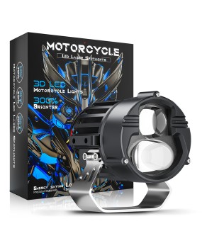 Motorcycle spotlight headlight LED two-color small steel cannon waterproof ultra-bright 12-80V exterior laser cannon light