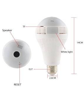 360 Degree LED Light 960P Wireless Panoramic Home Security WiFi CCTV Fisheye Bulb Lamp IP Camera Two Ways Audio E27 Cam