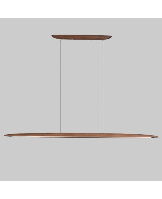New Creative Simple Restaurant Black Walnut Solid Wood Long Pendant Lamp For Front Desk Tea Room Dining Table Bar Hanging Lights