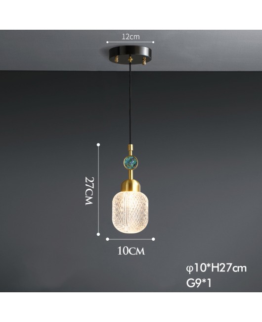 Nordic Modern Exquisite Copper Glass Bedside Pendant Lamps For Bedroom Restaurant Study Bar Creative Single Head Hanging Light