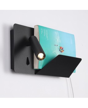 LED wall lamp book lights bedside headboard bed reading book lamp flexible head usb wireless charger phone shelf lampada