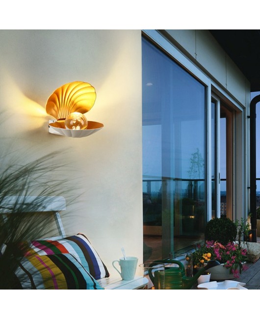 Indoor/Outdoor Waterproof Shell Pearl Wall Lamp For Hotel Villa Courtyard Corridor Aisle Bedside Bedroom Decorative Wall Lamp