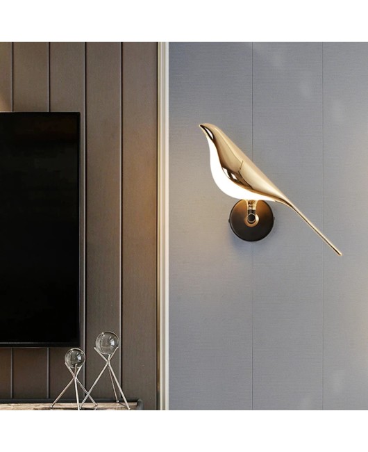 Postmodern Bird led wall lamp Nordic plating gold acrylic bedroom bedside wall sconce hallway aisle staircase wall light fixture