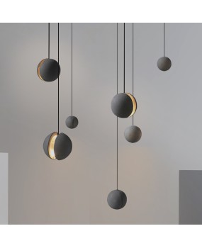 Nordic cement ball pendant lamp lobby front restaurant exhibition hall villa creative studio planet moon hanging lamp bedside