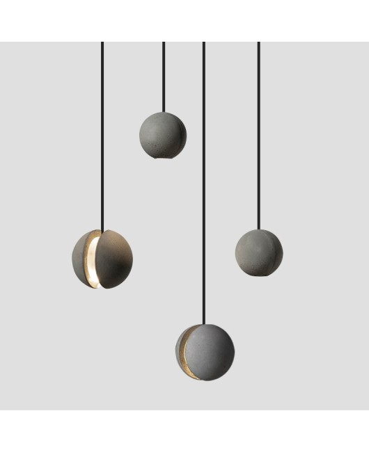 Nordic cement ball pendant lamp lobby front restaurant exhibition hall villa creative studio planet moon hanging lamp bedside