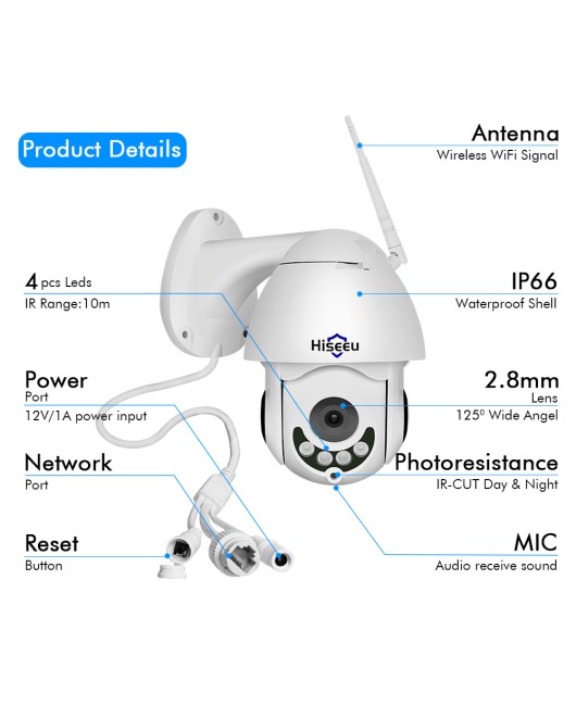 Hiseeu wirless IP Camera wifi outdoor 1080P CCTV security video network surveillance camera