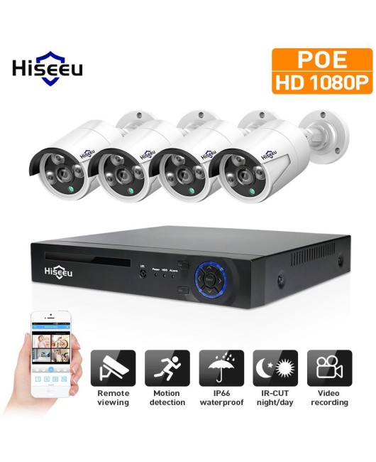 4 piezas H.265 4MP impermeable IP Cámara 5 million pixel wireless surveillance set, network surveillance camera set, high-definition home surveillance security system