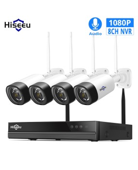 Hiseeu 8CH 1080P Wireless Security NVR Kit 4pcs Waterproof Camera remote access via iPhone Android PC