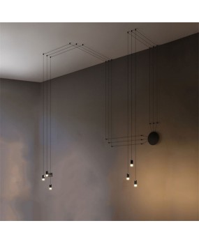 Art DIY Wall Lamp Long Line Black Wall Light Minimalist Wall Mounted LED Wrought Hanging Lamps Bedroom Living Room G9