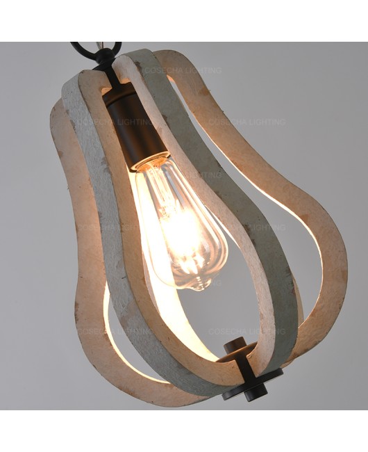 Wood pendant light single lamps french vintage white wooden suspension luminaire in farmhouse kitchen bedroom mini 1 light