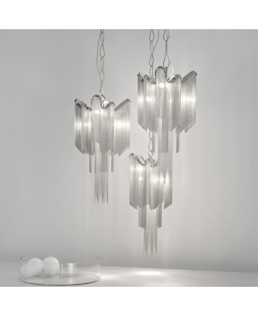 Italian tassel aluminum chain double chandelier post-modern light luxury restaurant bedroom aisle creative art decoration chandelier