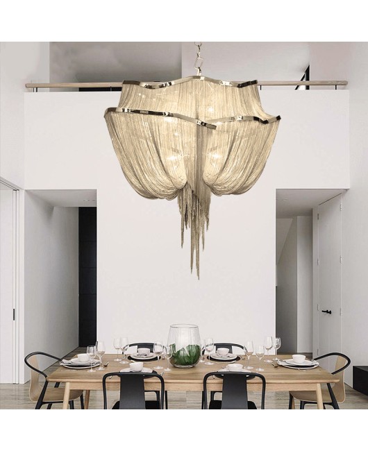 Italian art tassel villa duplex staircase chandelier atmospheric aluminum chain chandelier