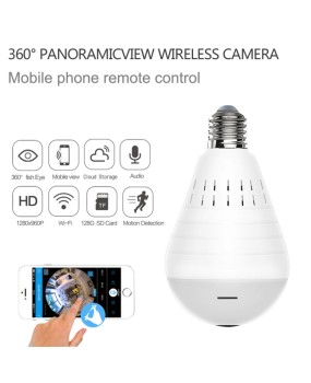 Mini IP Camera 360 Degree LED Light 960P Wireless Panoramic Home Security Security WiFi CCTV Fisheye Bulb Lamp Two Ways Audio 64GB