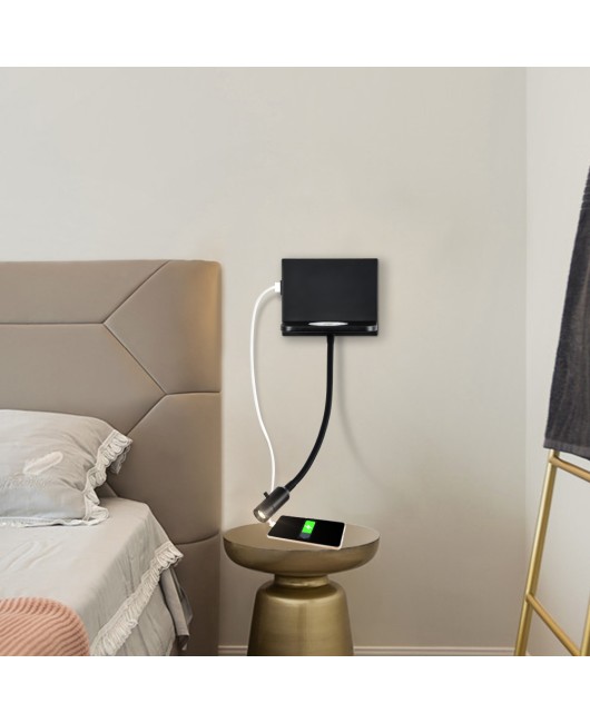 LED wall lamp light fixture flexible hose LED home decor wall mount usb wireless charger shelf bedside reading night lights