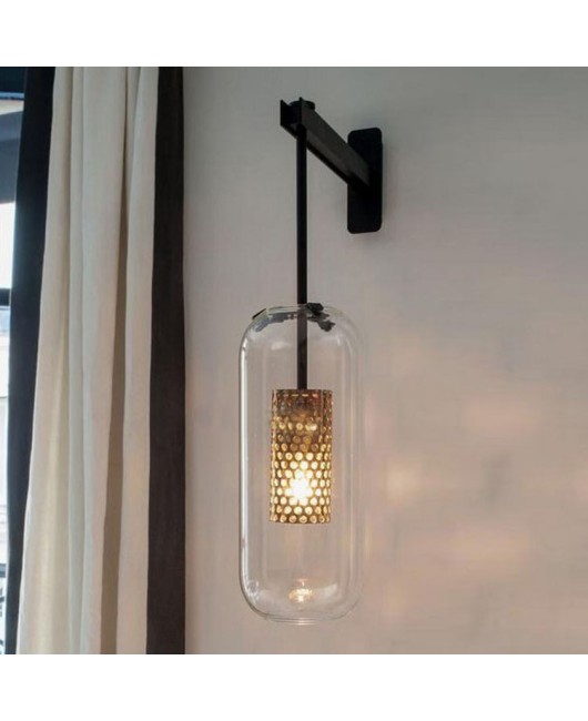 Simple modern glass wall lamp aisle corridor lamp Nordic creative living room bedside wall lamp