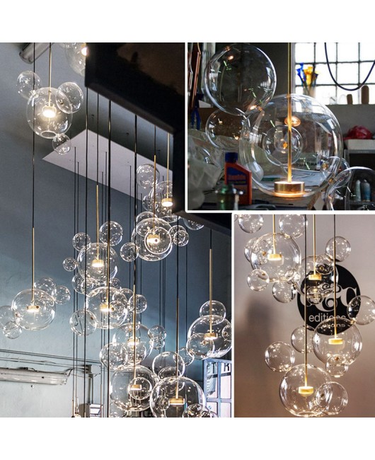 Modern minimalist designer soap bubble mickey glass ball chandelier living room dining room Hanging Lights Fixture110V 220V 230V