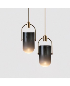 Nordic Creative Smoke Glass Chandelier Art Bucket Designer Dining Room Bedside Led Hanging Light Fixtures