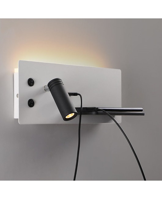 Bedside Multifunctional wall light, atmosphere lighting + reading lighting + USB charging + Mobile phone wireless charging + storage