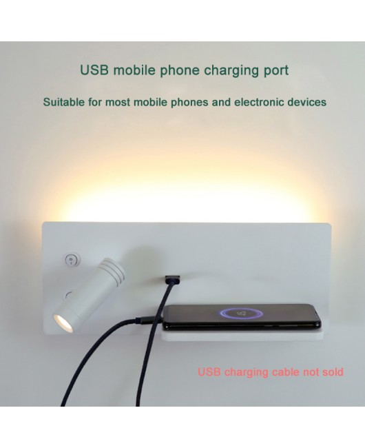 Bedside Multifunctional wall light, atmosphere lighting + reading lighting + USB charging + Mobile phone wireless charging + storage