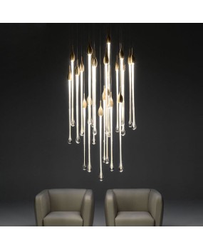 Post-modern minimalist staircase lamp villa glass chandelier restaurant combination water drop glass chandelier