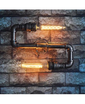 Vintage retro loft wall lights water pipe background bar pub cafe restaurant aisle stair corridor hall pub club wall sconces