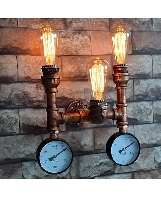 American Industrial Wall Lamps Vintage Water Pipe Wall Sconces Bedroom Bedside Light Home Decoration E27 Lighting