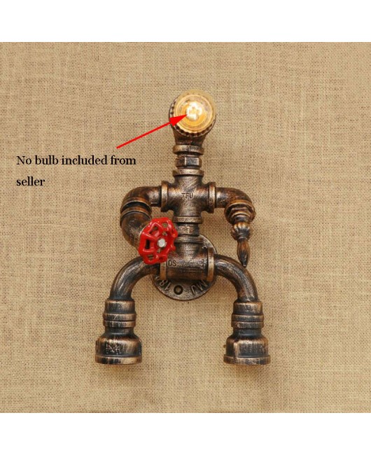 Iron water pipe wall lamp creative retro loft vintage robot light