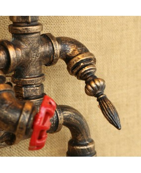 Iron water pipe wall lamp creative retro loft vintage robot light