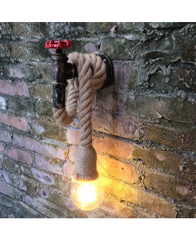 Retro Hemp Rope Wall Lamp Water Pipe LED Wall Lamp Industrial Wall Light Decorative Wall Lights