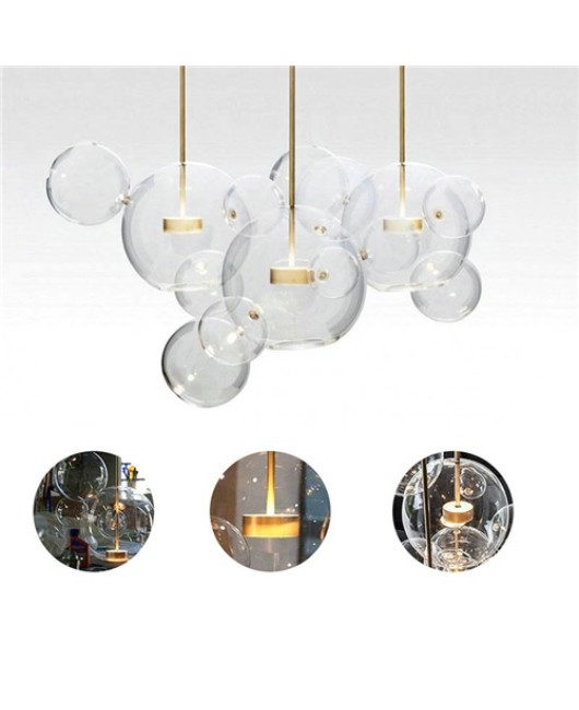 Large Bubble Glass Globe LED Pendant Light Gold Ceiling Light