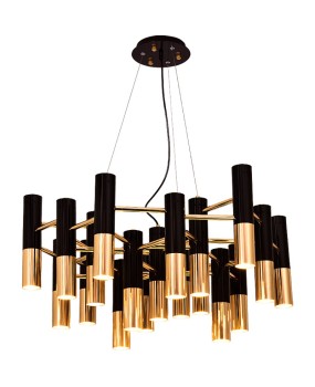 Delightfull Ike pipe LED chandelier lamp light metal tube modern black gold pipe hanging light