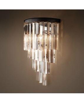 American simple crystal wall lamp retro living room bedroom bedside lamp