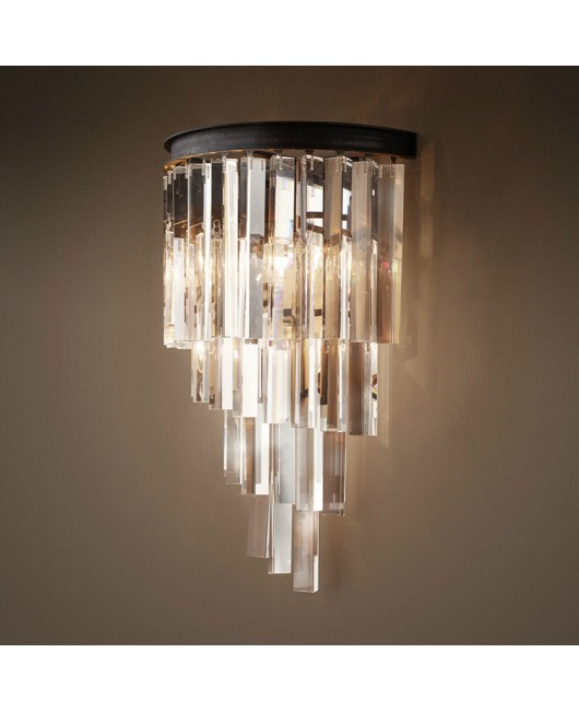 American simple crystal wall lamp retro living room bedroom bedside lamp