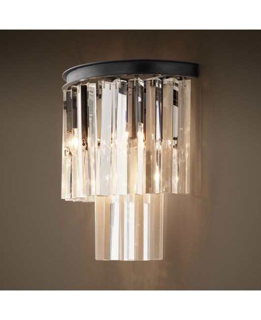 American simple crystal wall lamp retro living room bedroom bedside lamp