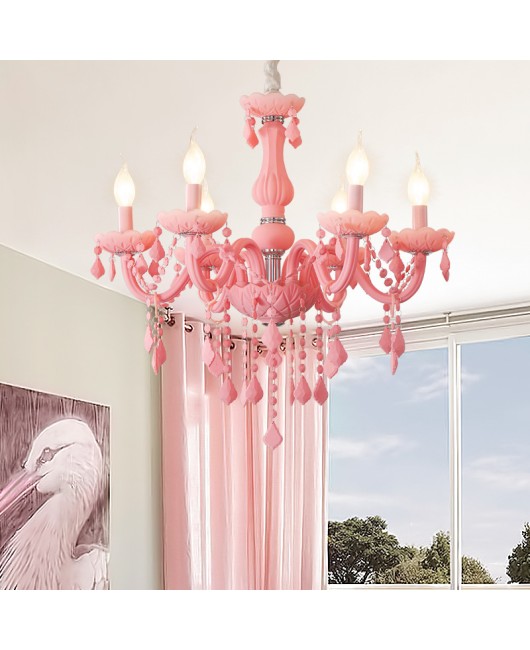 Fashion macaron chandelier pink children's room bedroom chandelier beauty salon clothing store decorative lighting