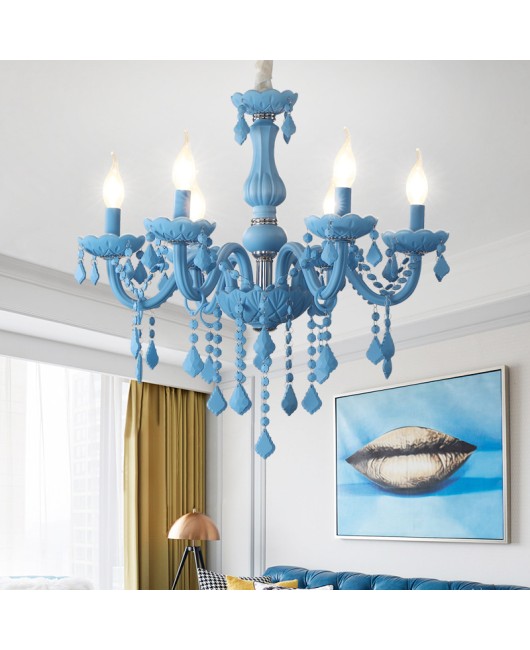 Fashion macaron chandelier pink children's room bedroom chandelier beauty salon clothing store decorative lighting