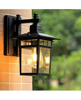 Black Metal+Glass shade Wall Light Outdoor Waterproof Porch Garden Wall sconces