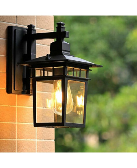 Black Metal+Glass shade Wall Light Outdoor Waterproof Porch Garden Wall sconces