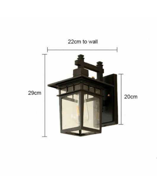 Black Metal+Glass shade Wall Light Outdoor Waterproof Porch Garden Wall sconces