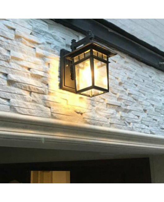 Black Metal+Glass shade Wall Light Outdoor Waterproof Porch Garden Wall sconces