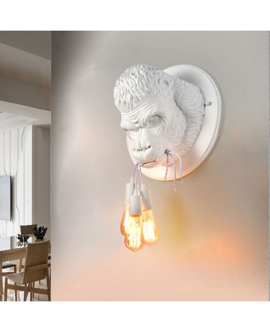 Resin Gorilla Wall Lamp Retro Modern Led Wall Sconce Home Loft Bedroom Bedside Home Decor Wall Light Fixtures Luminaire