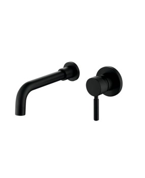 Black Wall Mounted Bathroom Faucet Solid Brass Basin Tap